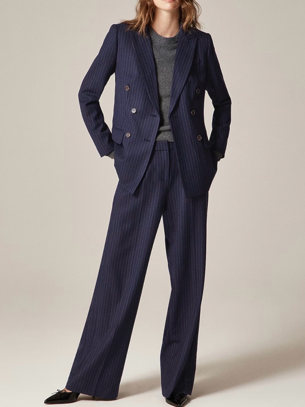 J. Crew Navy Pinstripe Dress Trousers - Picture 6 of 9